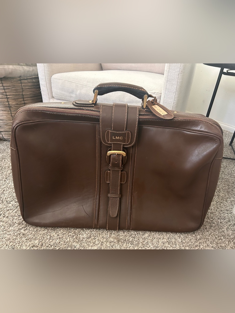 Vintage Gucci Brown Leather Luggage